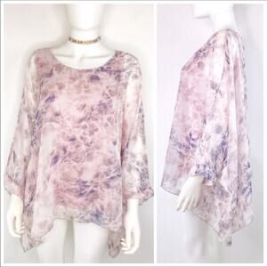 Carre Noir NWT Chiffon Blouse & Tank 2 Piece Kimono Style Pink Tunic  XL